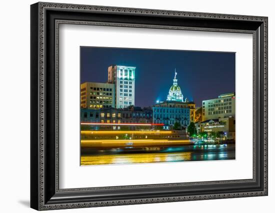 River Street at Twilight in Savannah Georgia-digidreamgrafix-Framed Photographic Print