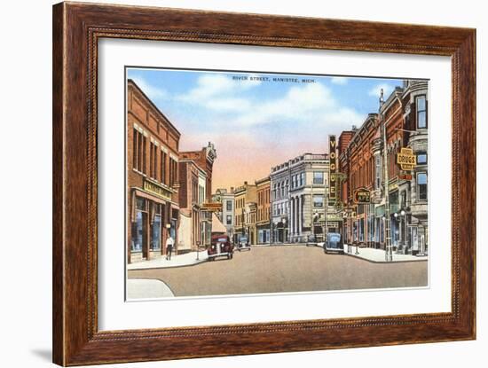 River Street, Manistee, Michigan-null-Framed Art Print