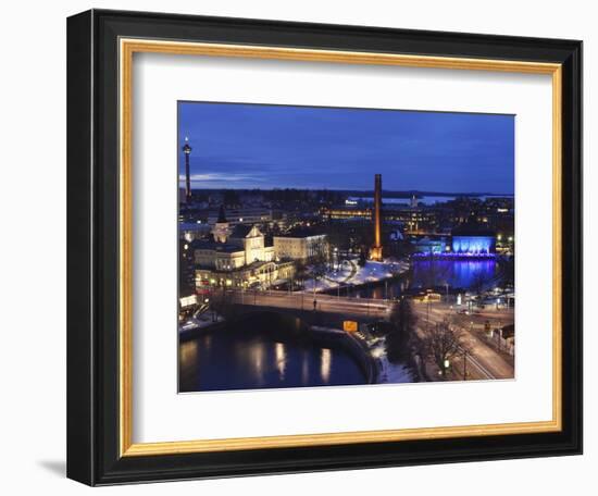 River Tammerkoski Runs Through City Centre, Past Finlayson Complex, Night Time in Tampere, Finland-Stuart Forster-Framed Photographic Print