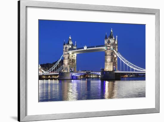 River Thames and Tower Bridge at Night, London, England, United Kingdom, Europe-Markus Lange-Framed Photographic Print