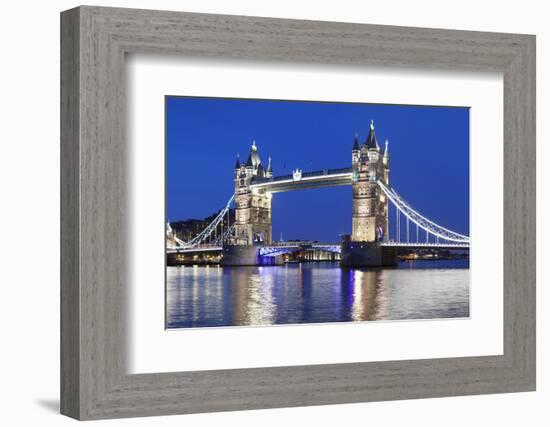 River Thames and Tower Bridge at Night, London, England, United Kingdom, Europe-Markus Lange-Framed Photographic Print