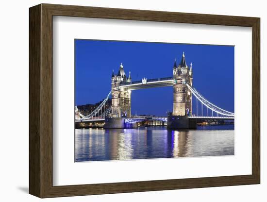 River Thames and Tower Bridge at Night, London, England, United Kingdom, Europe-Markus Lange-Framed Photographic Print