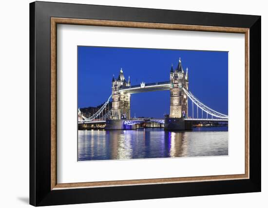 River Thames and Tower Bridge at Night, London, England, United Kingdom, Europe-Markus Lange-Framed Photographic Print