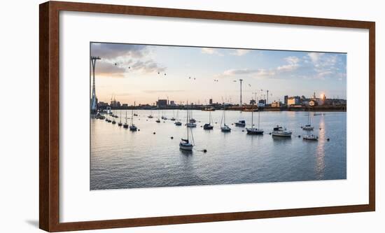 River Thames at Sunset and the Emirates Air Line Cable Car, East London, England-Matthew Williams-Ellis-Framed Photographic Print