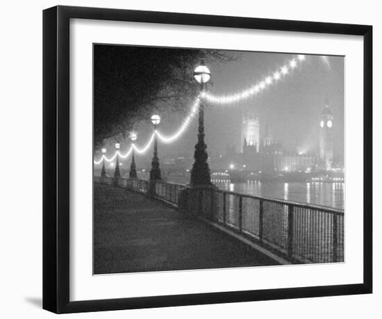 River Thames by Night-Shener Hathaway-Framed Art Print