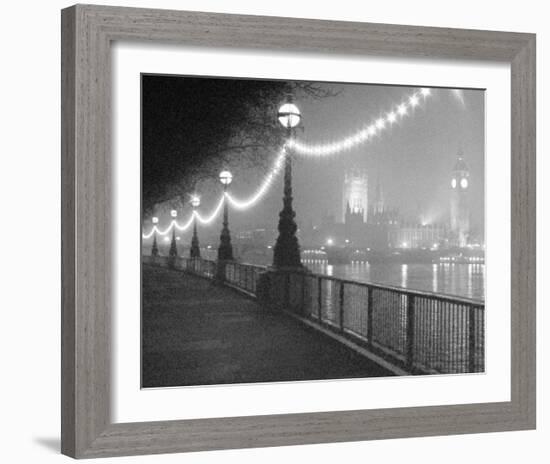 River Thames by Night-Shener Hathaway-Framed Art Print