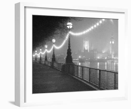 River Thames by Night-Shener Hathaway-Framed Art Print