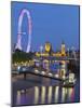River Thames, Hungerford Bridge, Westminster Palace, London Eye, Big Ben-Rainer Mirau-Mounted Photographic Print