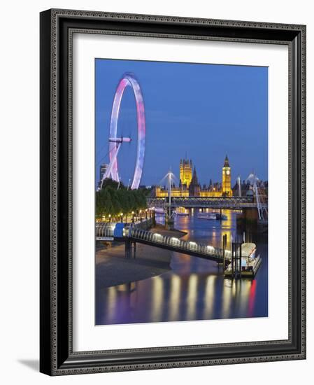 River Thames, Hungerford Bridge, Westminster Palace, London Eye, Big Ben-Rainer Mirau-Framed Photographic Print