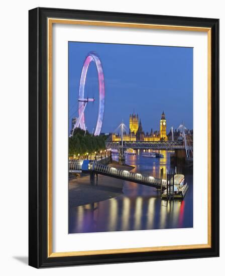 River Thames, Hungerford Bridge, Westminster Palace, London Eye, Big Ben-Rainer Mirau-Framed Photographic Print