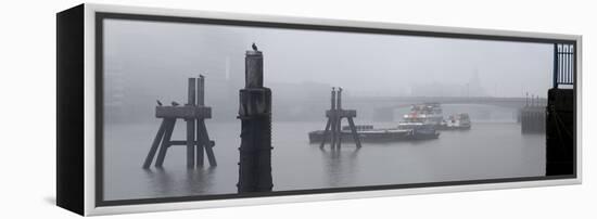 River Thames Panorama, with London. Bridge in Fog at Dawn-Richard Bryant-Framed Premier Image Canvas