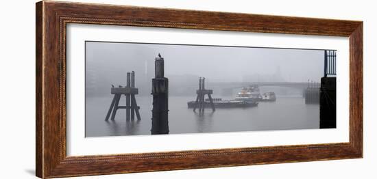 River Thames Panorama, with London. Bridge in Fog at Dawn-Richard Bryant-Framed Photographic Print