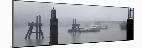 River Thames Panorama, with London. Bridge in Fog at Dawn-Richard Bryant-Mounted Photographic Print