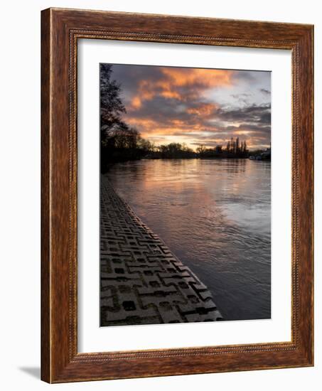 River Thames slipway is backlit by sunset-Charles Bowman-Framed Photographic Print