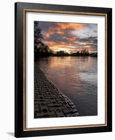 River Thames slipway is backlit by sunset-Charles Bowman-Framed Photographic Print