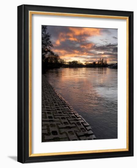 River Thames slipway is backlit by sunset-Charles Bowman-Framed Photographic Print