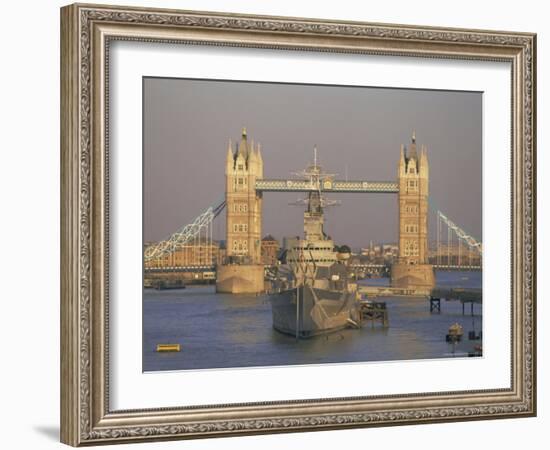 River Thames, Tower Bridge and Hms Belfast, London-Charles Bowman-Framed Photographic Print