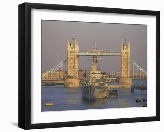 River Thames, Tower Bridge and Hms Belfast, London-Charles Bowman-Framed Photographic Print