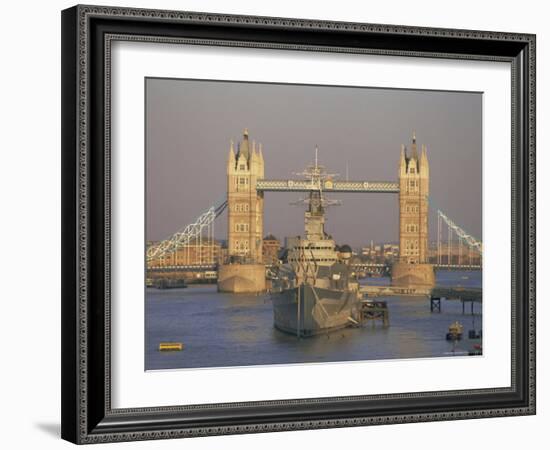 River Thames, Tower Bridge and Hms Belfast, London-Charles Bowman-Framed Photographic Print