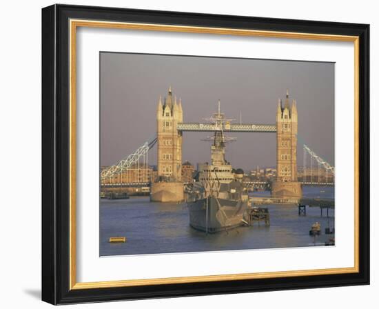 River Thames, Tower Bridge and Hms Belfast, London-Charles Bowman-Framed Photographic Print