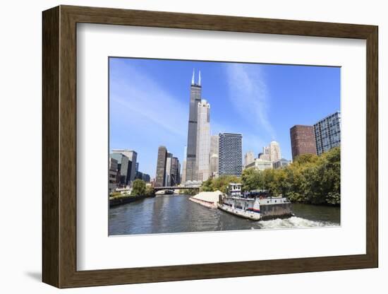 River Traffic on South Branch of Chicago River, Chicago, Illinois, USA-Amanda Hall-Framed Photographic Print
