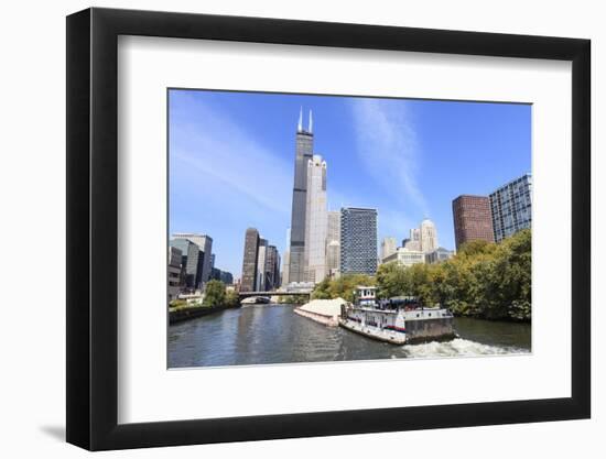 River Traffic on South Branch of Chicago River, Chicago, Illinois, USA-Amanda Hall-Framed Photographic Print