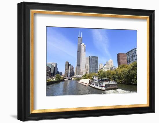 River Traffic on South Branch of Chicago River, Chicago, Illinois, USA-Amanda Hall-Framed Photographic Print