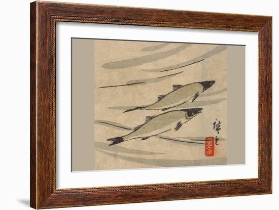River Trout (Ayu Zu)-Ando Hiroshige-Framed Art Print