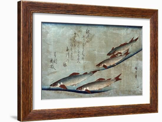 River Trout, Japanese Wood-Cut Print-Lantern Press-Framed Art Print