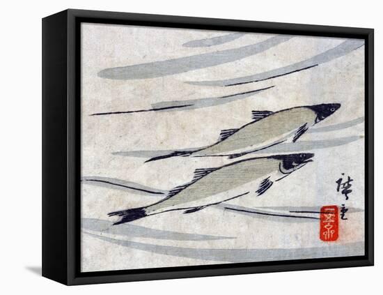 River Trout, Japanese Wood-Cut Print-Lantern Press-Framed Stretched Canvas