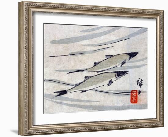 River Trout, Japanese Wood-Cut Print-Lantern Press-Framed Art Print