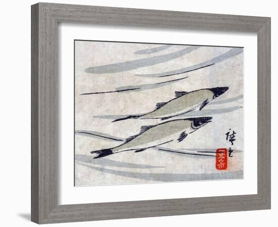 River Trout, Japanese Wood-Cut Print-Lantern Press-Framed Art Print