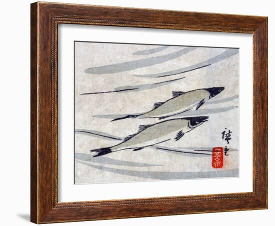 River Trout, Japanese Wood-Cut Print-Lantern Press-Framed Art Print