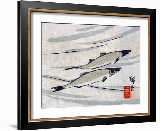 River Trout, Japanese Wood-Cut Print-Lantern Press-Framed Art Print