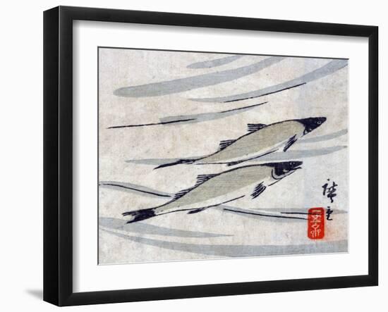 River Trout, Japanese Wood-Cut Print-Lantern Press-Framed Art Print