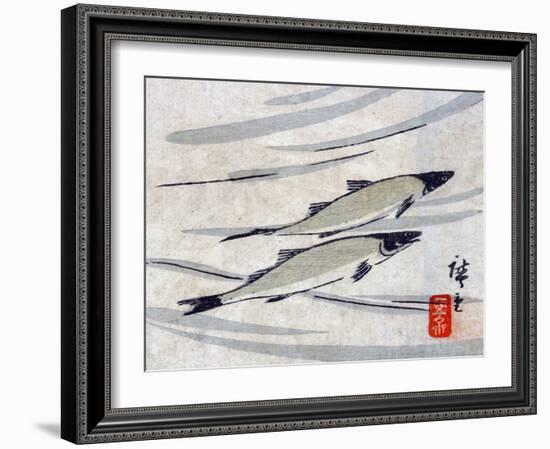 River Trout, Japanese Wood-Cut Print-Lantern Press-Framed Art Print