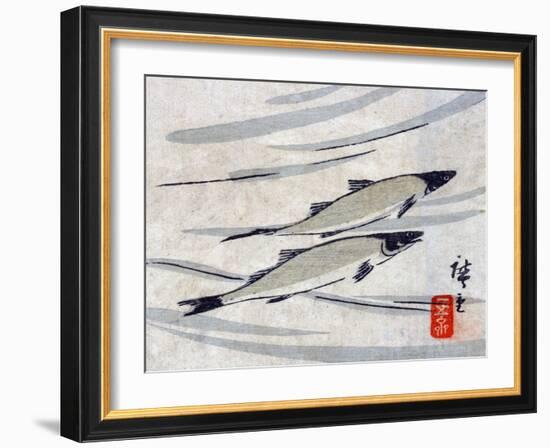 River Trout, Japanese Wood-Cut Print-Lantern Press-Framed Art Print