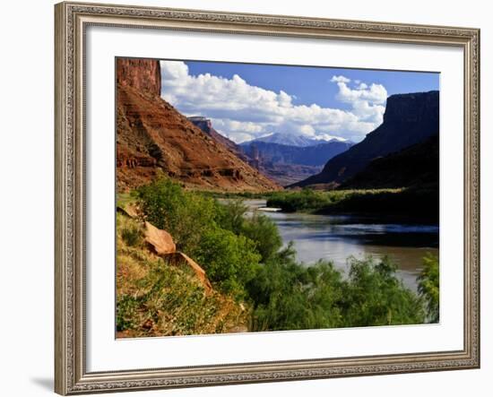River Valley With View of Fisher Towers and La Sal Mountains, Utah, USA-Bernard Friel-Framed Photographic Print