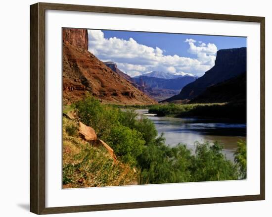 River Valley With View of Fisher Towers and La Sal Mountains, Utah, USA-Bernard Friel-Framed Photographic Print