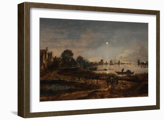 River View by Moonlight, C. 1645-Aert van der Neer-Framed Giclee Print