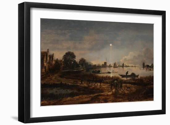 River View by Moonlight, C. 1645-Aert van der Neer-Framed Giclee Print