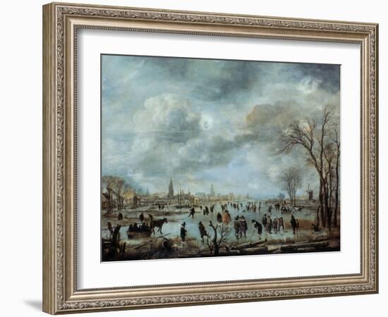 River View in the Winter, 17 Century-Aert van der Neer-Framed Giclee Print