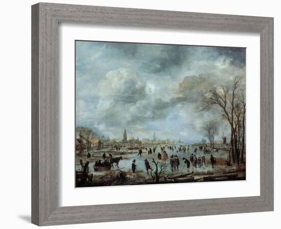 River View in the Winter, 17 Century-Aert van der Neer-Framed Giclee Print