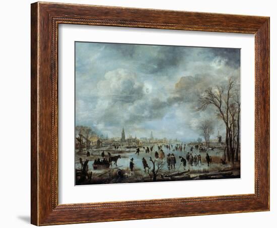 River View in the Winter, 17 Century-Aert van der Neer-Framed Giclee Print