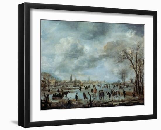 River View in the Winter, 17 Century-Aert van der Neer-Framed Giclee Print