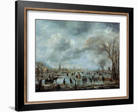 River View in the Winter, 17 Century-Aert van der Neer-Framed Giclee Print