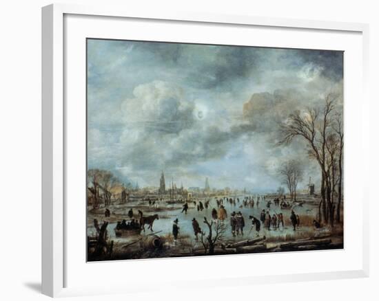 River View in the Winter, 17 Century-Aert van der Neer-Framed Giclee Print