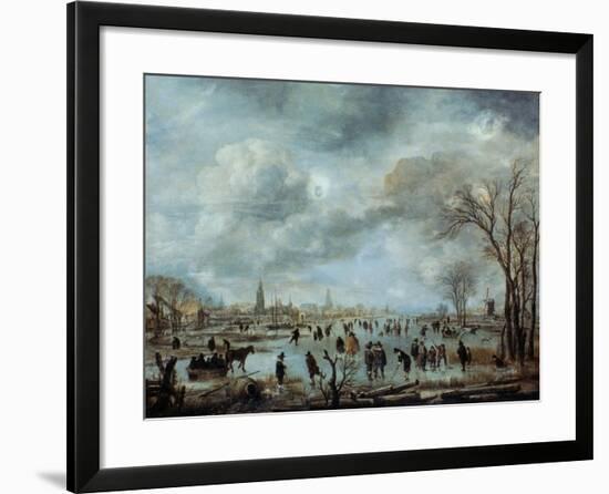 River View in the Winter, 17 Century-Aert van der Neer-Framed Giclee Print