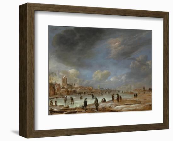 River View in the Winter-Aert van der Neer-Framed Art Print