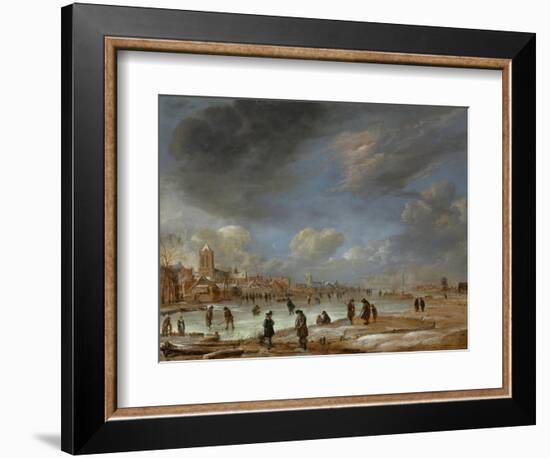 River View in the Winter-Aert van der Neer-Framed Art Print